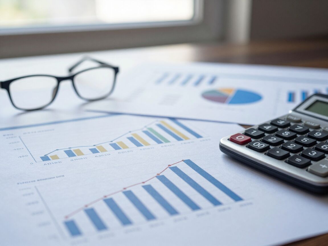 Financial documents and charts on a desk